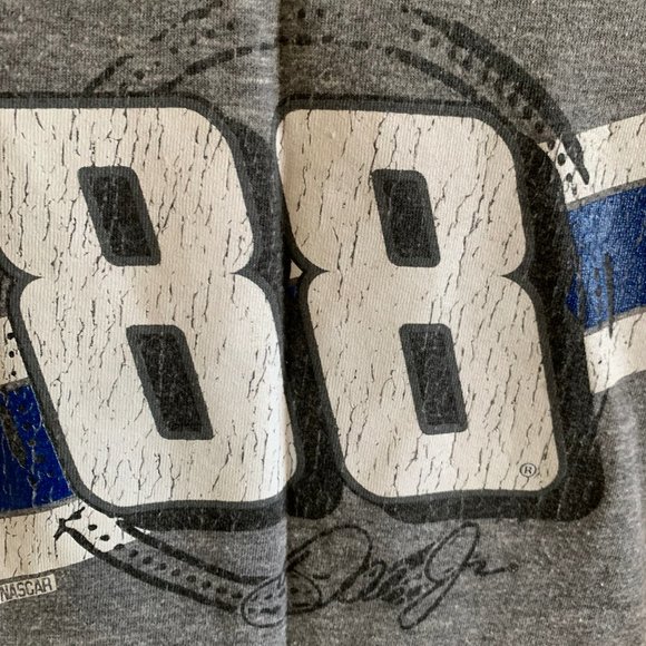 Nascar Dale Jr 88 Womens size Medium Gray Blue Raglan Sleeve Tshirt - Picture 2 of 4